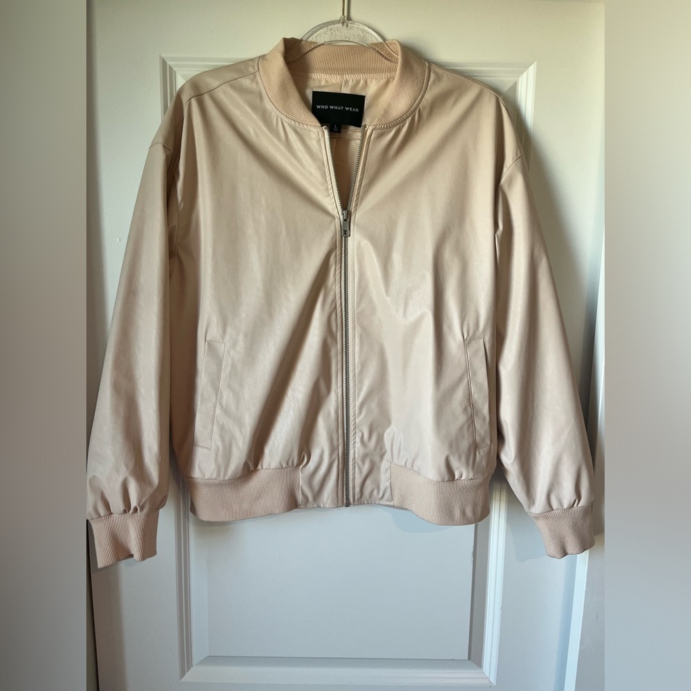 Who What Wear Pink Faux Leather Bomber Jacket